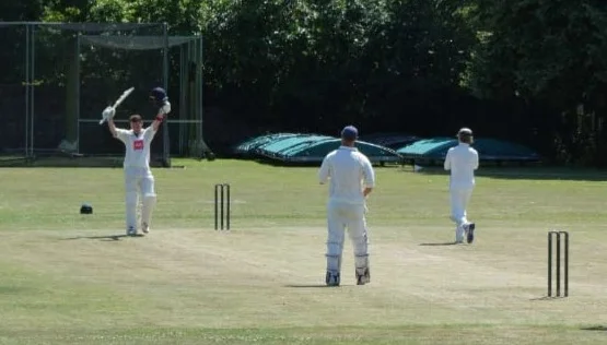 Batsman celebrates at the wicket